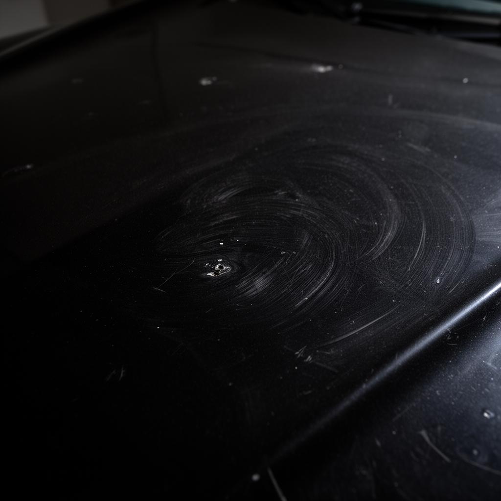 Before – swirl marks on black paint